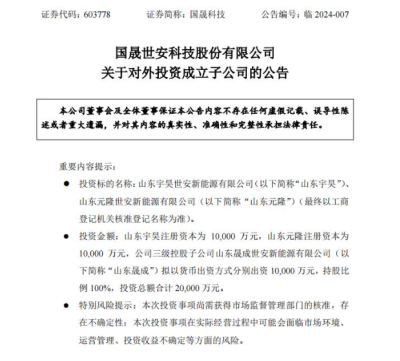 國(guó)晟科技擬斥2億元注冊(cè)成立子公司，加碼HJT電池及組件！