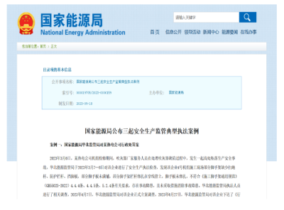 国家能源局通报2例新能源典型执法案例